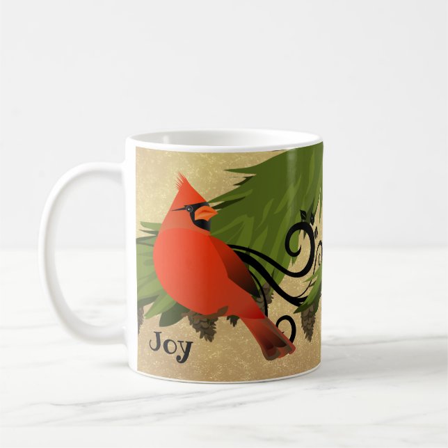 Mug Oiseau cardinal rouge Boug de Noël personnalisé (Gauche)