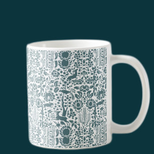 Mug Oiseau, Cerf, arbre vintage motif folklorique