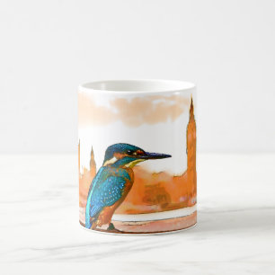 Mug Oiseau coloré de martin-pêcheur avec l'horizon de