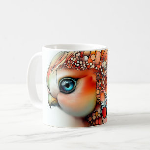 Mug oiseau coloré et stylisé ressemblant à un hibou ou