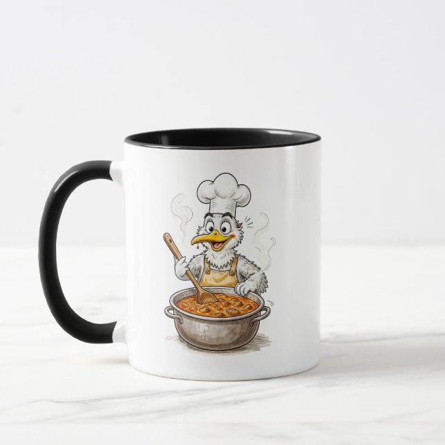 Mug Oiseau comique cuisinant Labskaus (Gauche)