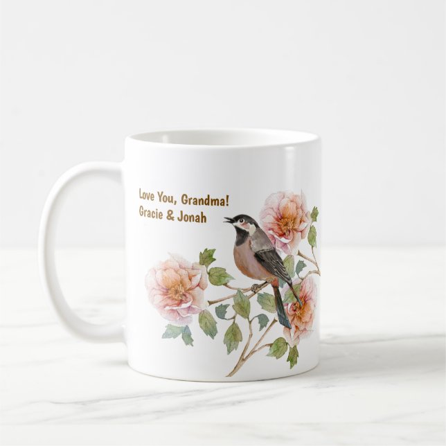 Mug Oiseau dans des fleurs et photo (Gauche)