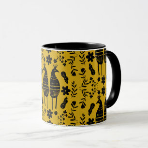 Mug Oiseau d'art populaire germanique traditionnel