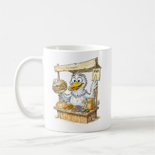Mug Oiseau de bande dessinée au stand de poisson