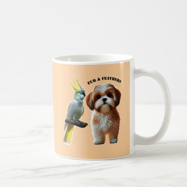 Mug Oiseau de chien de Chih Tzu et de Cockatoo Oiseau  (Droite)