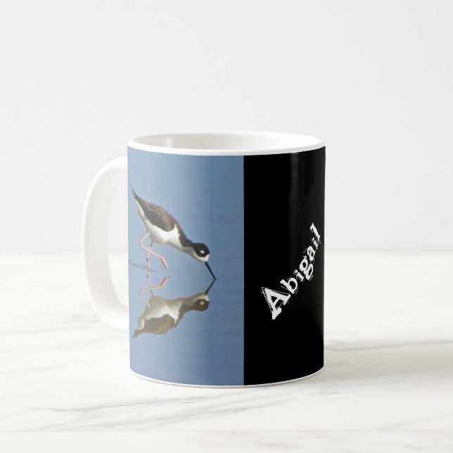 Mug Oiseau de fond Calme Réflexion de l'eau Photo Côti (Devant gauche)