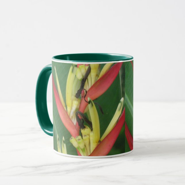 Mug Oiseau de Heliconica du paradis rouge jaune (Devant gauche)