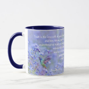 Mug Oiseau de mer Jardin bleu Floral BibleÉcriture