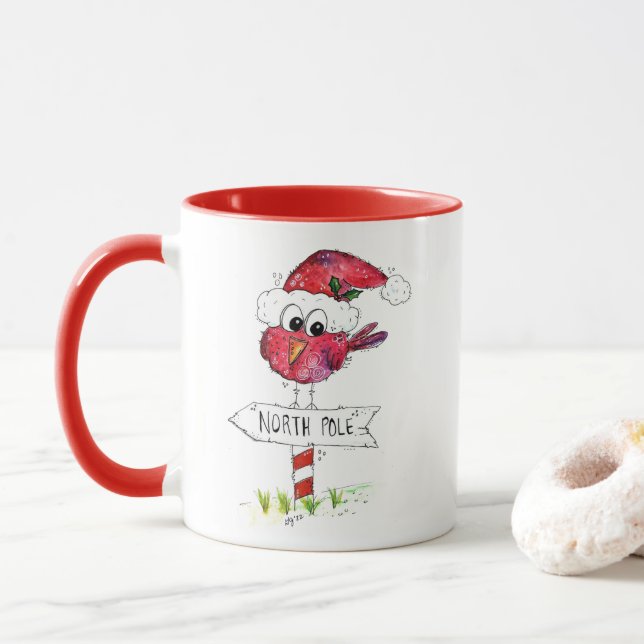 Mug Oiseau de Noël blanc (Avec donut)