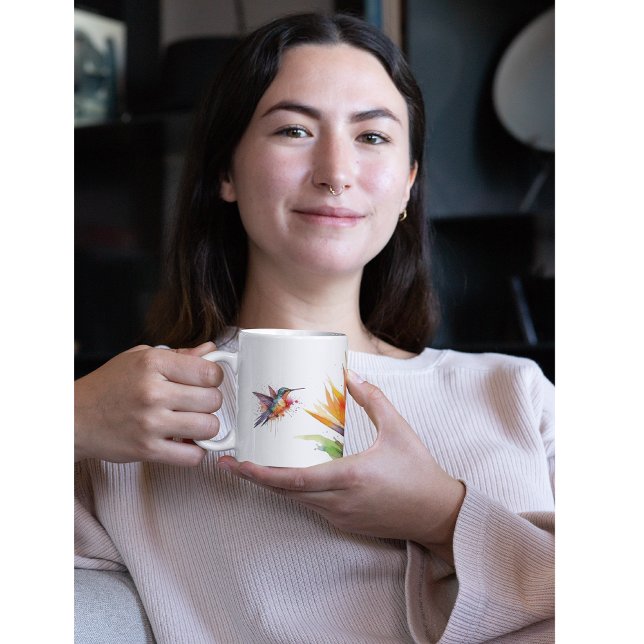 Mug Oiseau de paradis et colibri en aquarelle (Créateur téléchargé)