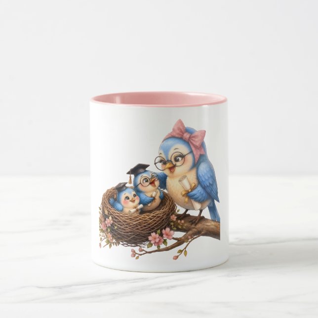 Mug Oiseau de Remise de Diplôme Rose Mignon (Centre)