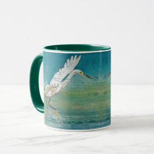 Mug Oiseau d'Egret Océan Art Turquoise