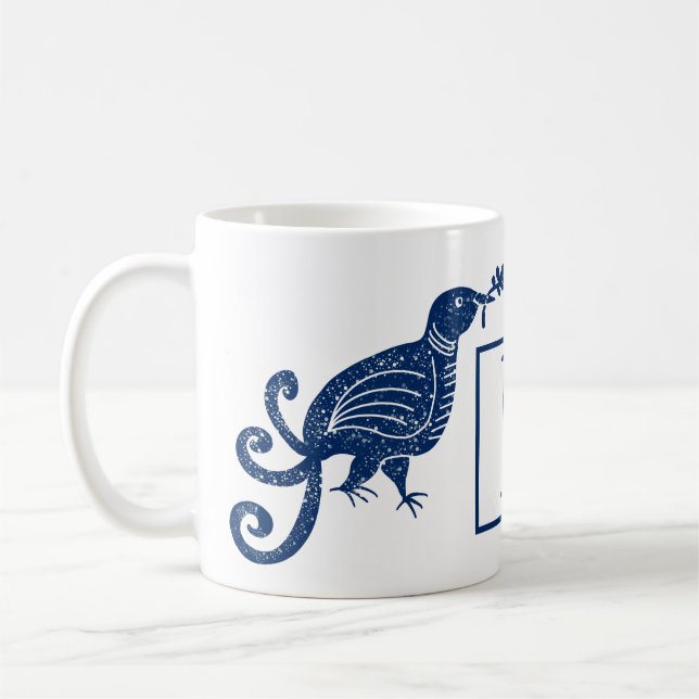 Mug Oiseau du monogramme bleu paradisiaque (Gauche)