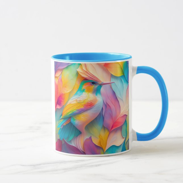 Mug Oiseau en soie d'oiseaux de fantaisie (Droite)