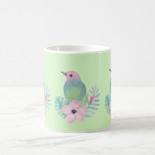 Mug Oiseau et fleur à l'aquarelle