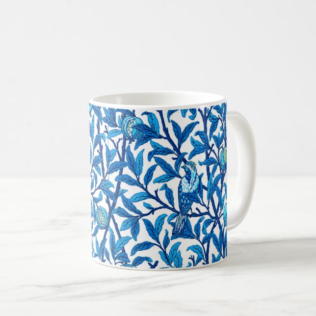 Mug Oiseau et grenade Art Nouveau, Bleu de Cobalt (Devant droit)