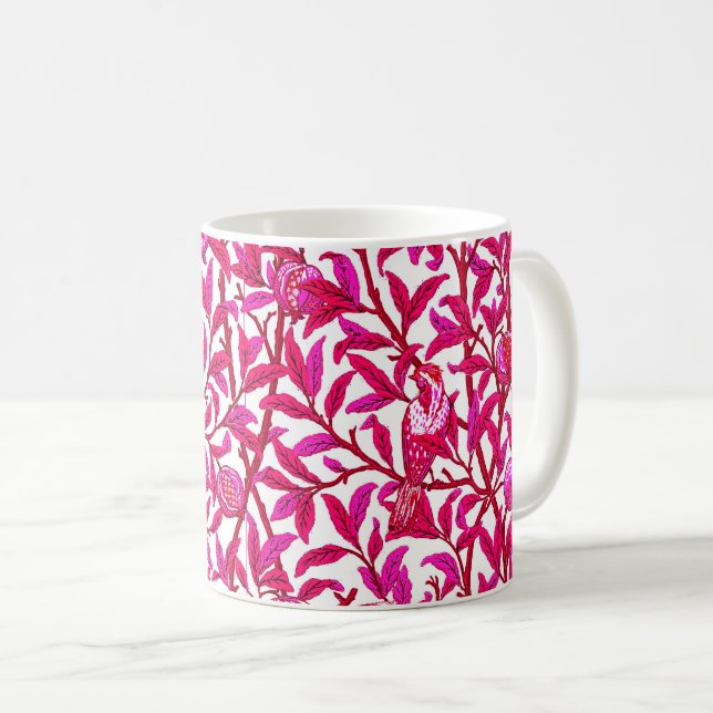 Mug Oiseau et grenade Art Nouveau, Fuchsia Pink Co (Devant droit)