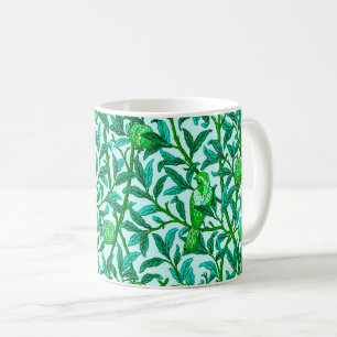 Mug Oiseau et grenade Art Nouveau, Turquoise & Aqua