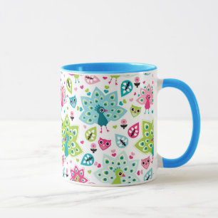 Mug oiseau et hibou de paon