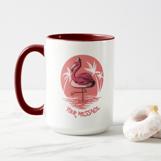 Mug Oiseau Flamant rose rose (Avec donut)