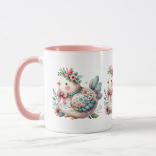 Mug Oiseau folklorique floral au charme bohème pastel
