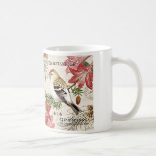 Mug oiseau français vintage moderne d'hiver