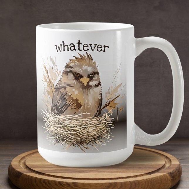 Mug Oiseau Grumpy Oiseau Oeuvre originale Matin Sarcas (Créateur téléchargé)