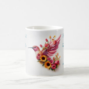 Mug Oiseau Humide Personnalisé volant avec des fleurs
