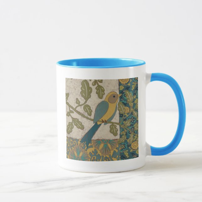 Mug Oiseau jaune et bleu Turquoise perché sur une bran (Droite)