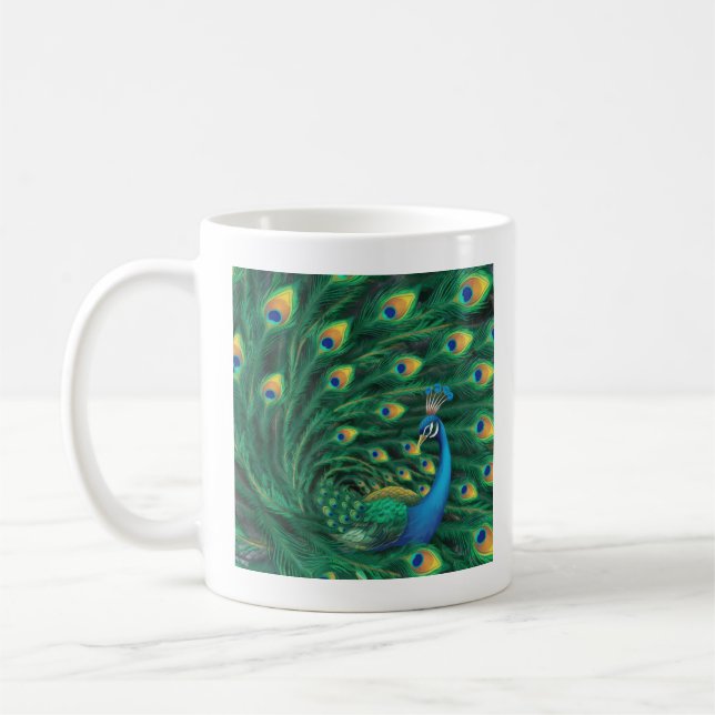 Mug Oiseau Paon Bleu (Gauche)