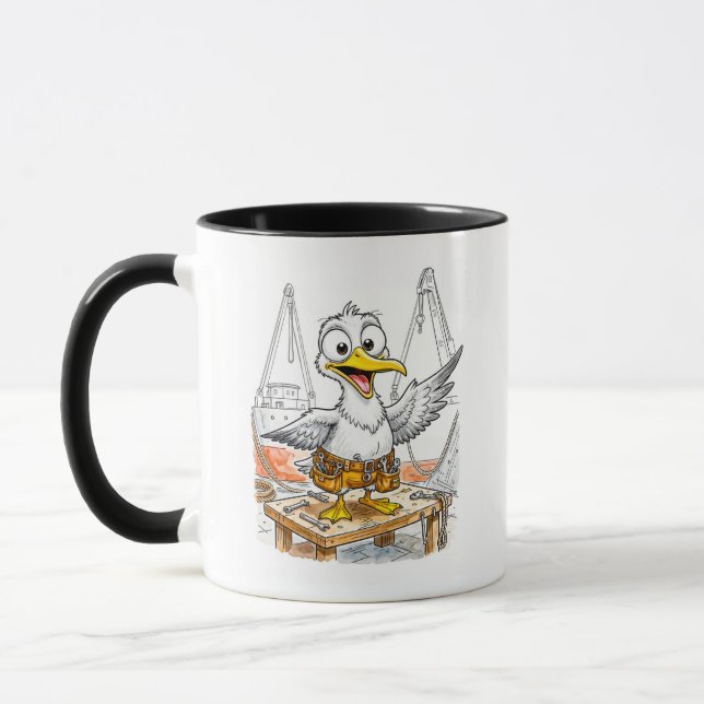 Mug Oiseau travailleur du chantier naval comique (Gauche)