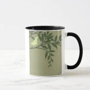 Mug Oiseau vert perché sur une branche verte