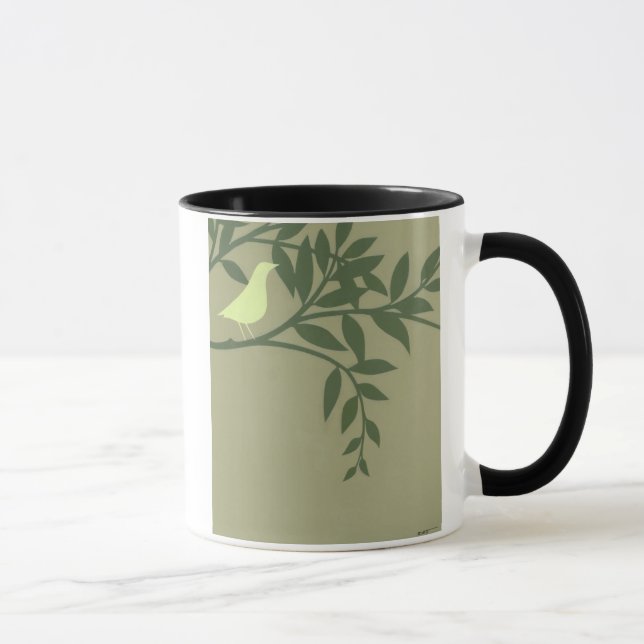 Mug Oiseau vert perché sur une branche verte (Droite)