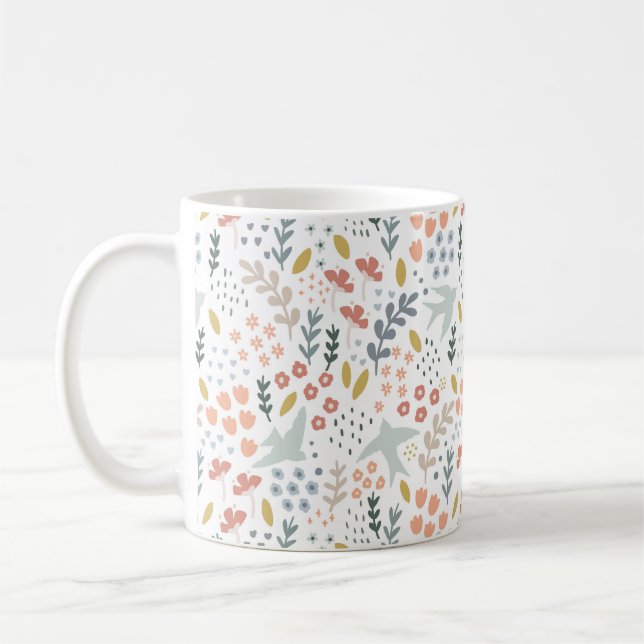 Mug Oiseau Watcher Cadeau Bleu Oiseau Amoureux Floral  (Gauche)