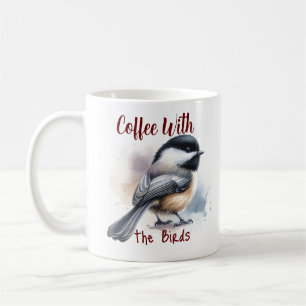 Mug Oiseaux à capuchon noir aquarelle Personnaliser
