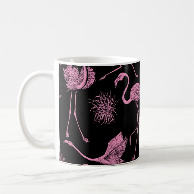 Mug Oiseaux Abstraits : Motif de mode monochrome (Gauche)