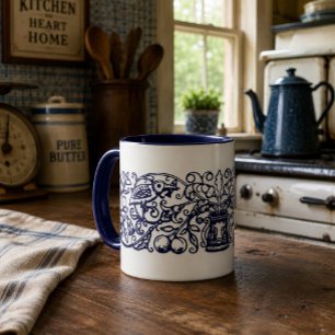 Mug Oiseaux Anciens Dans Des Arbres Fruitier Et Fleuri
