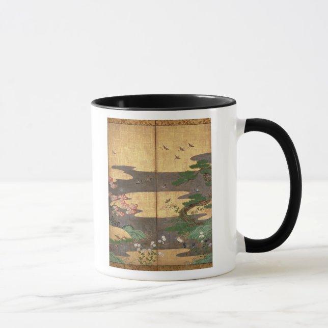 Mug Oiseaux avec des fleurs d'automne et d'hiver (Droite)