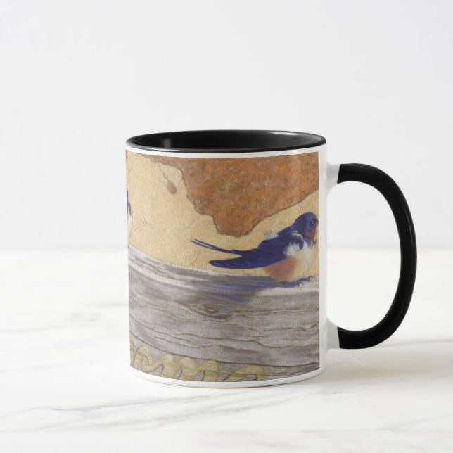 Mug Oiseaux bleus, hirondelles de grange (Droite)