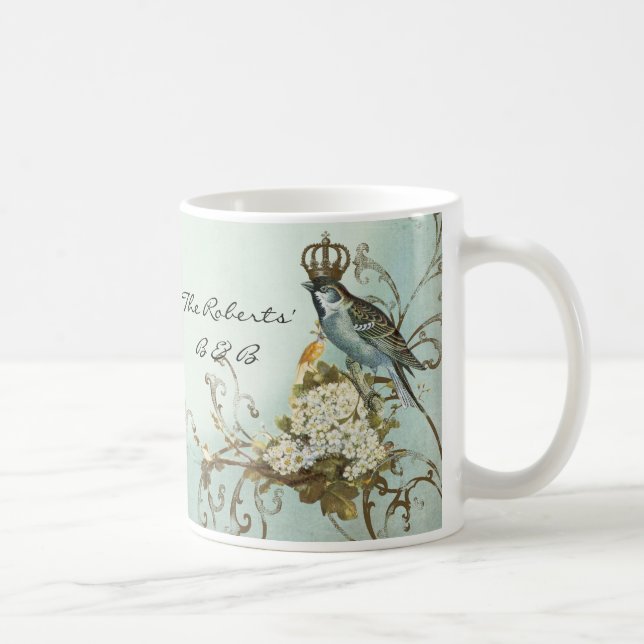 Mug Oiseaux boisés enchantés Dove Swirl Personnalisé (Droite)