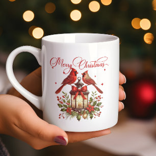 Mug Oiseaux cardinaux à l'aquarelle sur lanterne de No