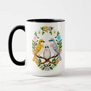 Mug Oiseaux chanteurs en fleurs : une symphonie perlé