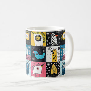 Mug Oiseaux cosmiques et rêves de gribouillis