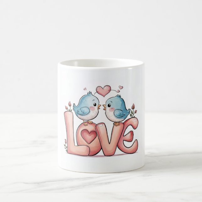 Mug Oiseaux d'Amour Mignon - Tasse à Café pour Cou (Centre)