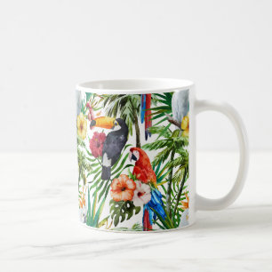 Mug Oiseaux d'aquarelle et motif tropicaux de