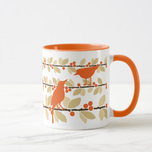 Mug Oiseaux d'automne sur des branches avec des baies