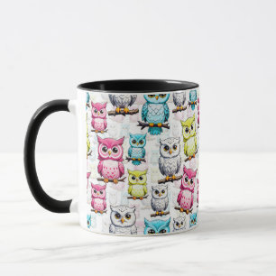 Mug Oiseaux de Chouette colorée Motif Arrière - plan b