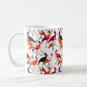 Mug Oiseaux de cigogne rouge et blanc Motif sans coutu