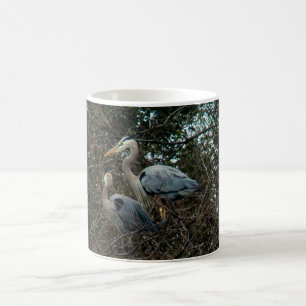 Mug Oiseaux de Héron Bleu Nichent dans les arbres