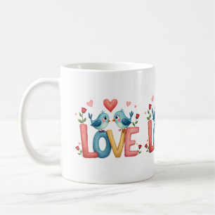 Mug Oiseaux de l'Amour Fantaisistes Art Pastel Cottage